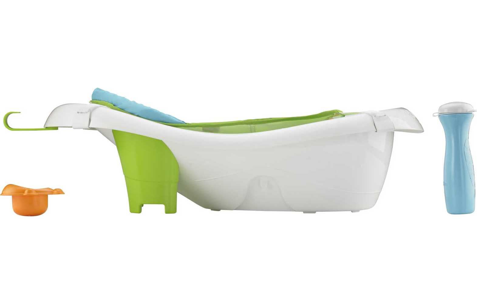 Fisher-Price 4-in-1 Sling ‘n Seat Tub Baby to Toddler Bath with 2 Toys, Green