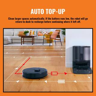 ROBOROCK S7 Plus-BLK Self-Emptying Robot Vacuum with Sonic Mopping 2500PA Suction LiDAR Navigation Multisurface in Black Roborock S7 Plus-BLK