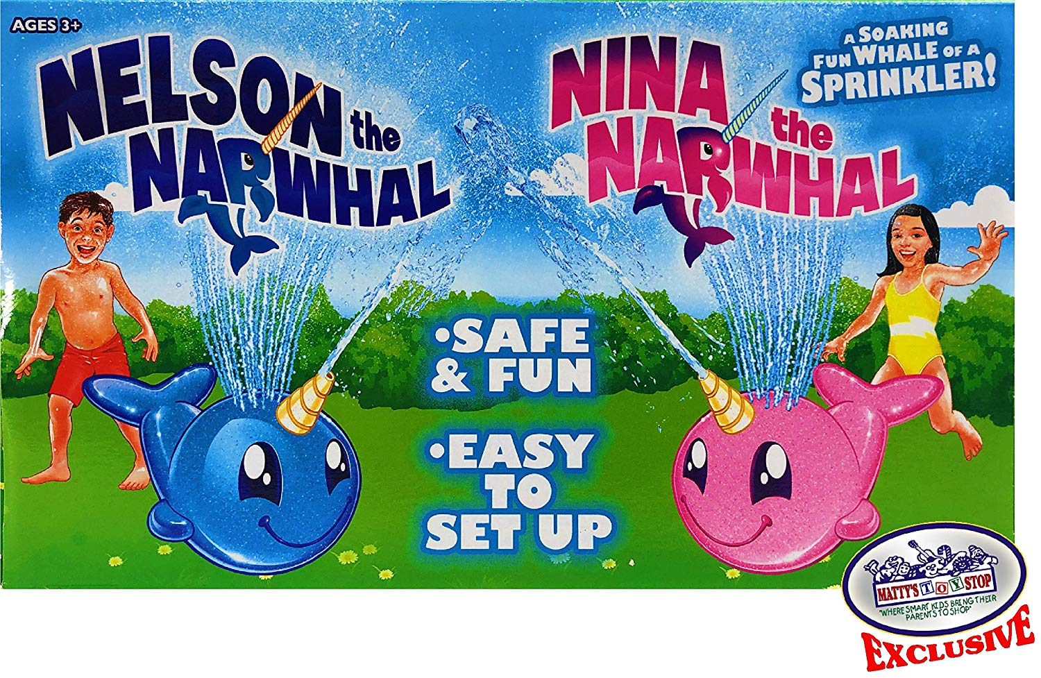 Matty's Toy Stop Nina The Narwhal (Pink Unicorn of The Sea) Water Sprinkler