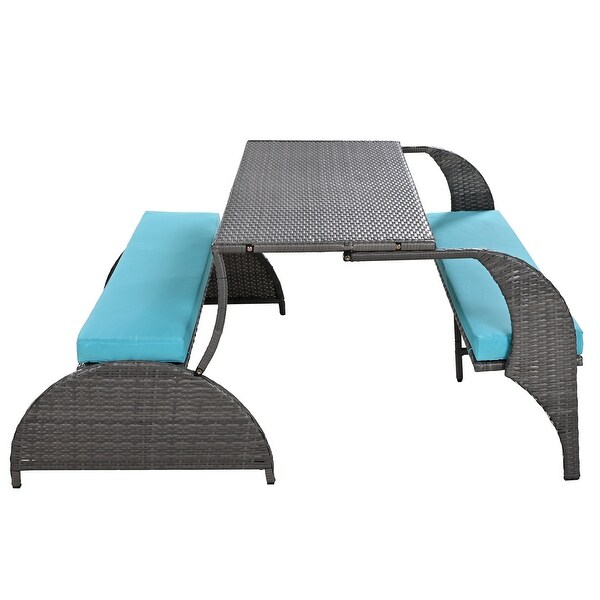 Roomfitters Versatile Outdoor Loveseat Converts to Four Seats and a Table，Durable Design，Ideal for Gardens，Lawns，Patio