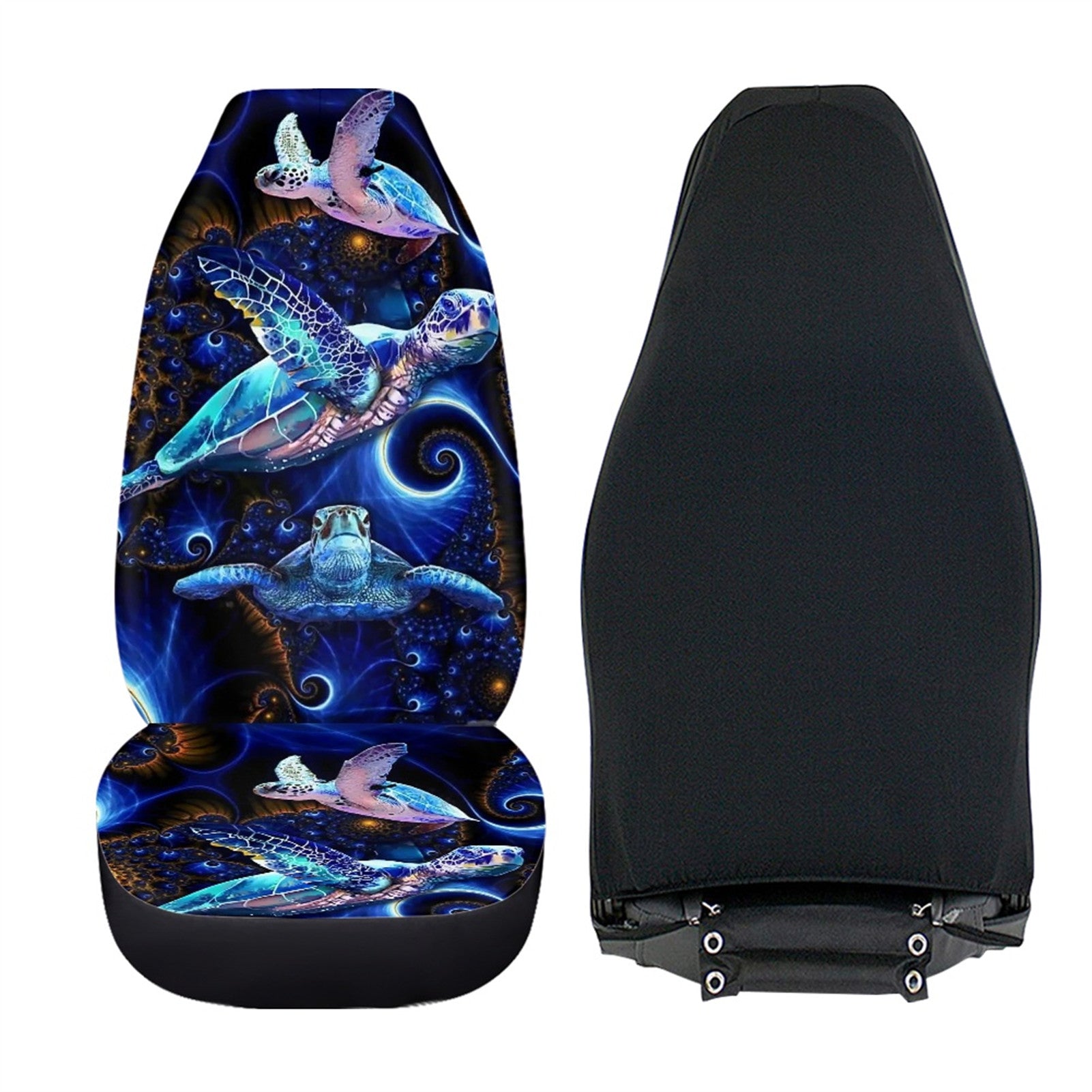 Xoenoiee Car Seat Covers 2 Pack， Psychedelic Sea Turtle Print Universal Fit Bucket Seat Cover Auto Interior Accessories Driver Seat Covers