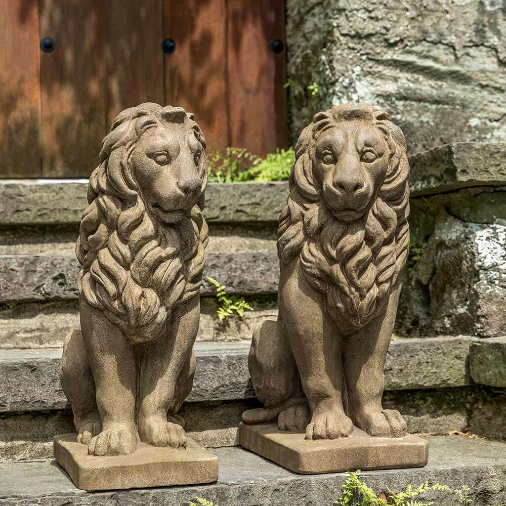 Campania International Sentry Lion Set Statue