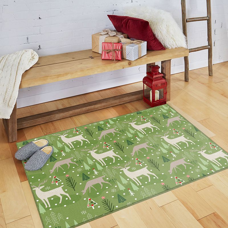 Mohawk® Home Prismatic Reindeer Flurries Green Rug