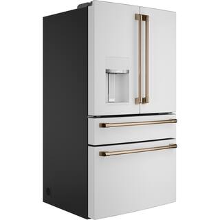 Cafe 27.8 cu. ft. Smart 4- Door French Door Refrigerator with Convertible Middle Drawer in Matte White CVE28DP4NW2