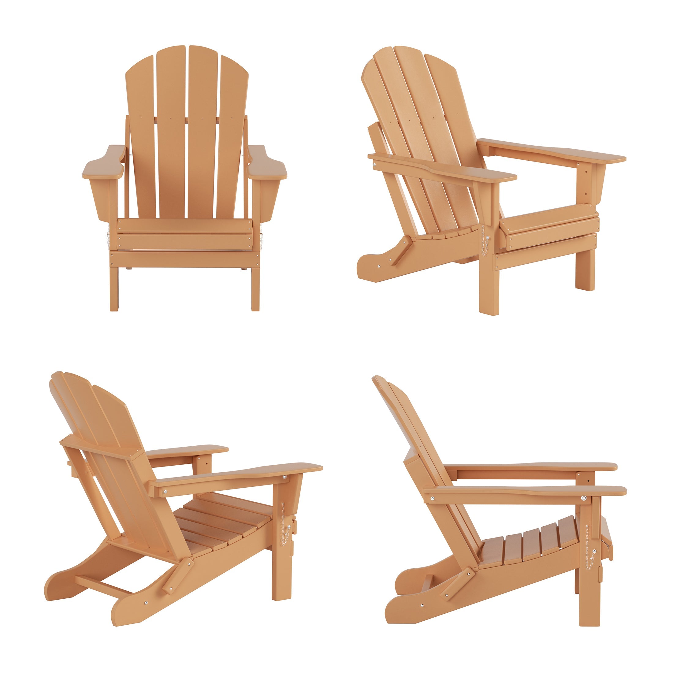 WestinTrends Outdoor Adirondack Chair, Plastic Fire Pit Chair, Weather Resistant Folding Patio Lawn Chair for Outside Deck Garden Backyard Balcony, Teak