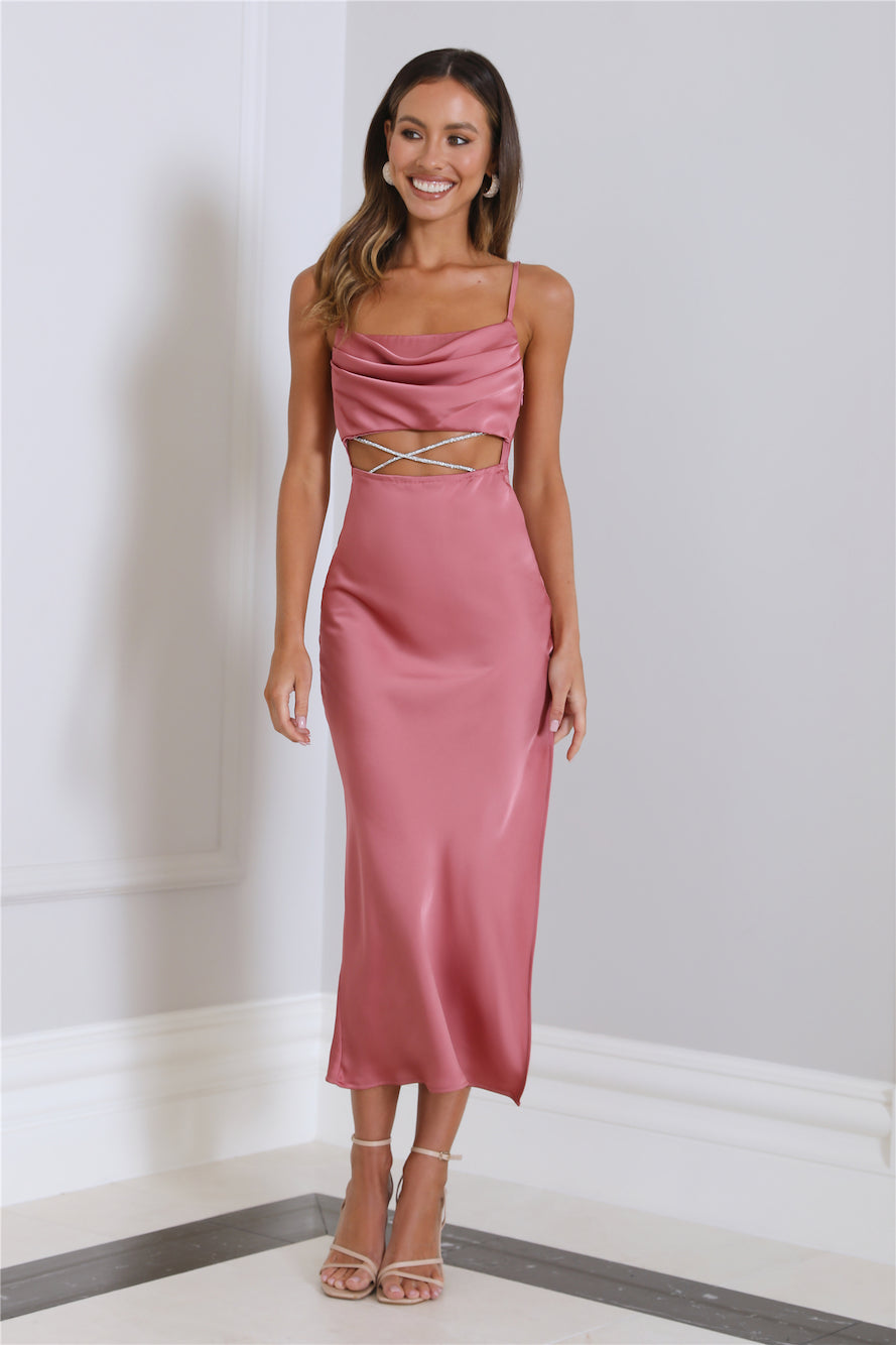 Sparkle Love Midi Dress Rose