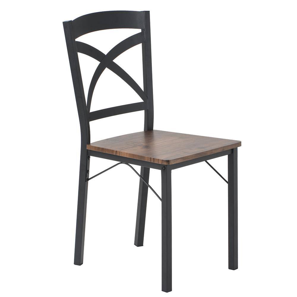 Harper  Bright Designs 5-Piece Industrial Brown Dining Set with Ergonomic Chairs ST000020AAD