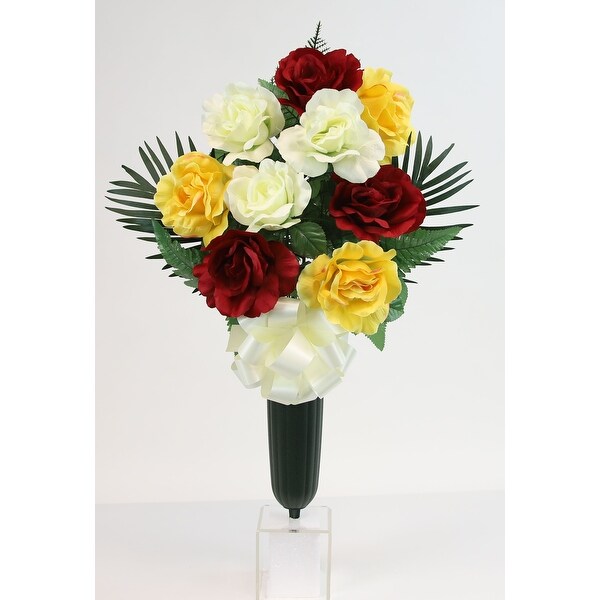 Flat Large Rose X9 Cemetery Vase