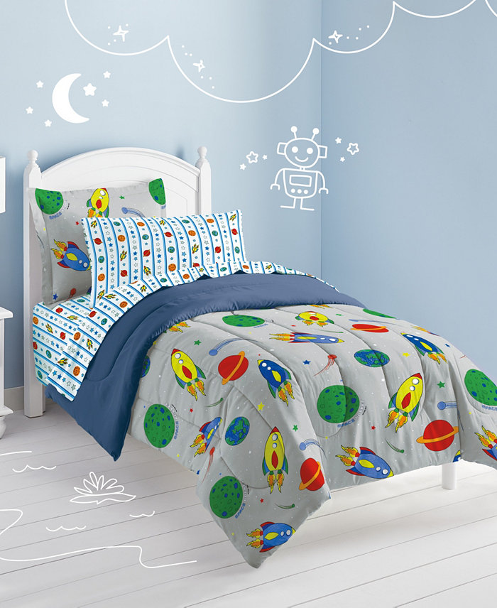 Macys Dream Factory Space Rocket Twin Comforter Set