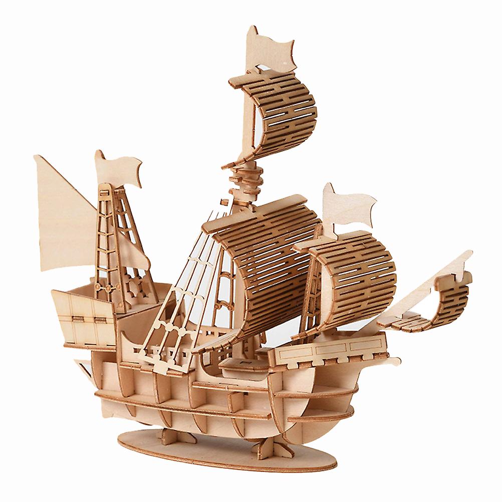 3D Wooden DIY Sailing Ship Toys Puzzle Toy Assembly Model Desk Decoration for Children Kids