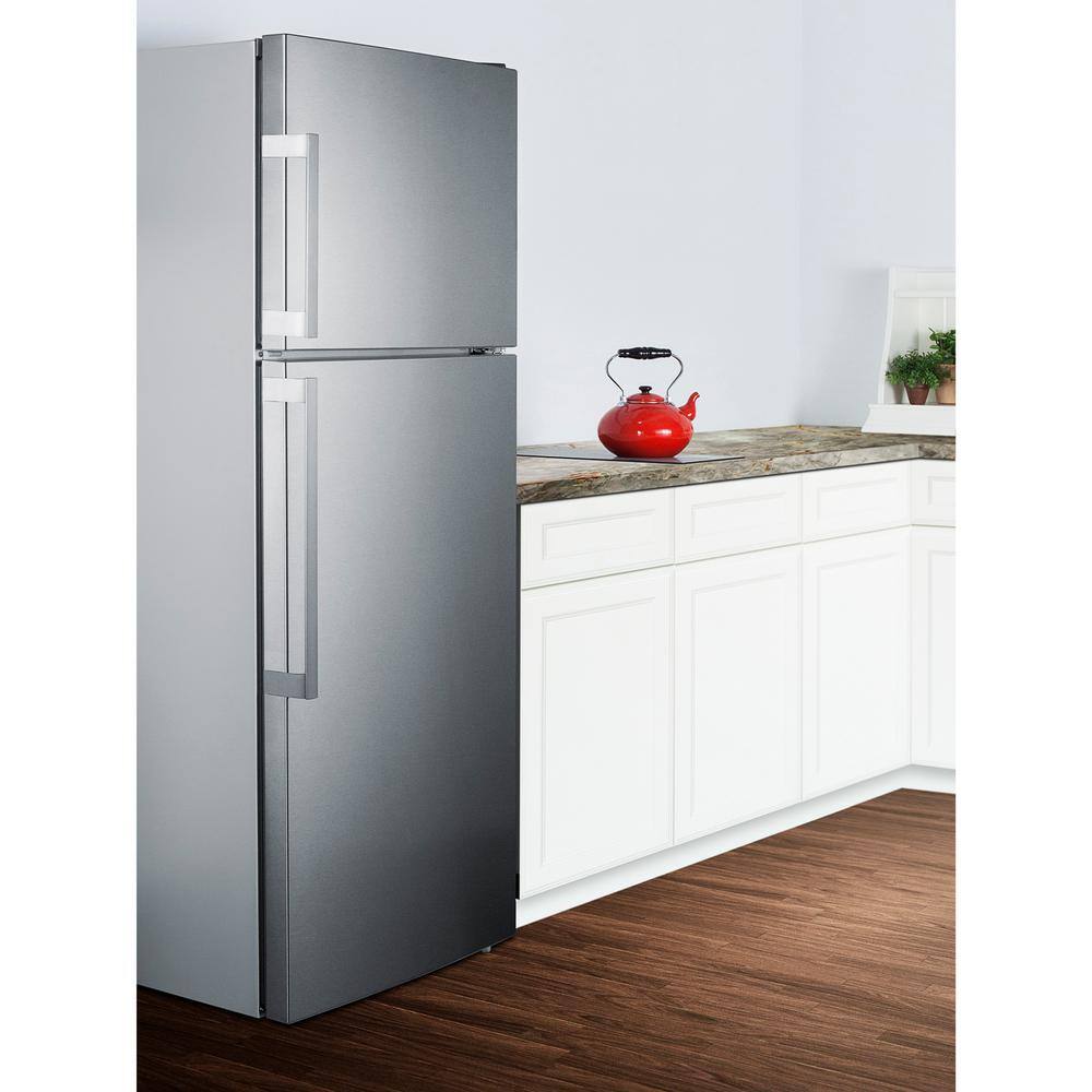 Summit Appliance 27.63 in. 12.6 cu. ft. Top Freezer Refrigerator in Stainless Steel Counter Depth FF1512SSIME