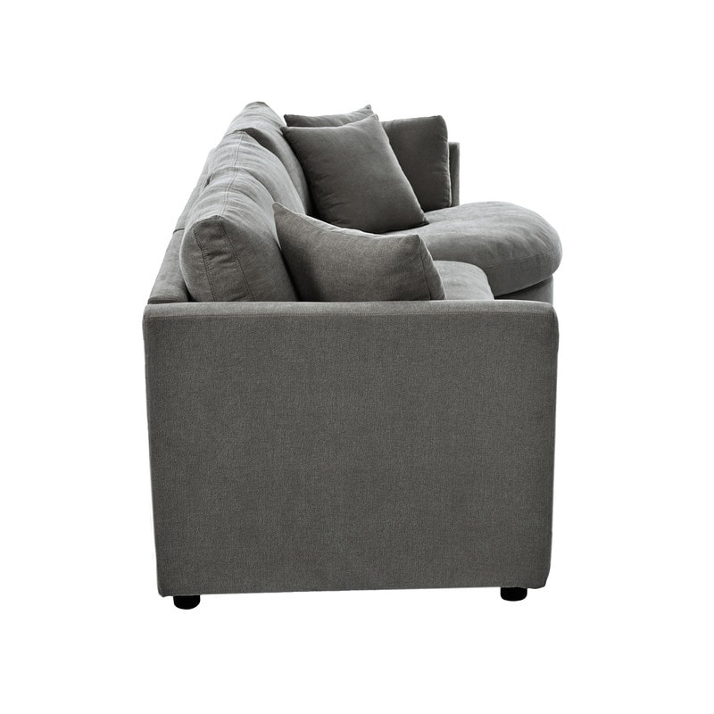 Modern Snow Neil Fabric Sofa with Three Pillows and Curved Seat