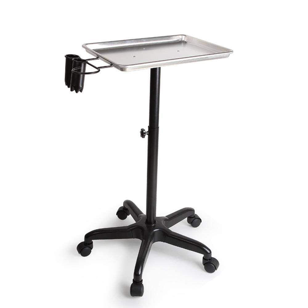 YIYIBYUS 1-Tier Metal Height Adjustable 5-Wheeled Salon Tray in Silver HP-WMTZXL-168