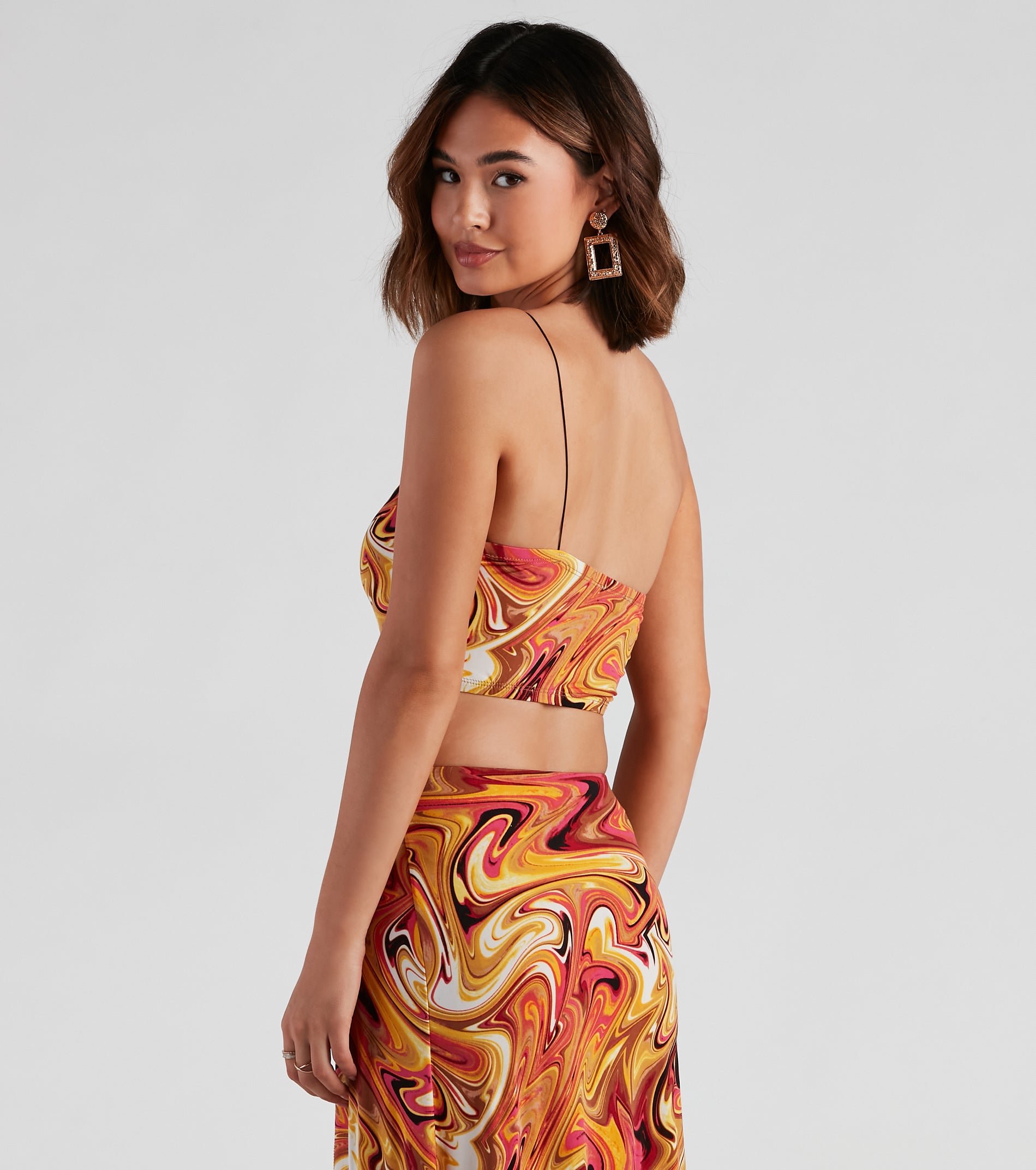 Retro Swirls One Shoulder Top