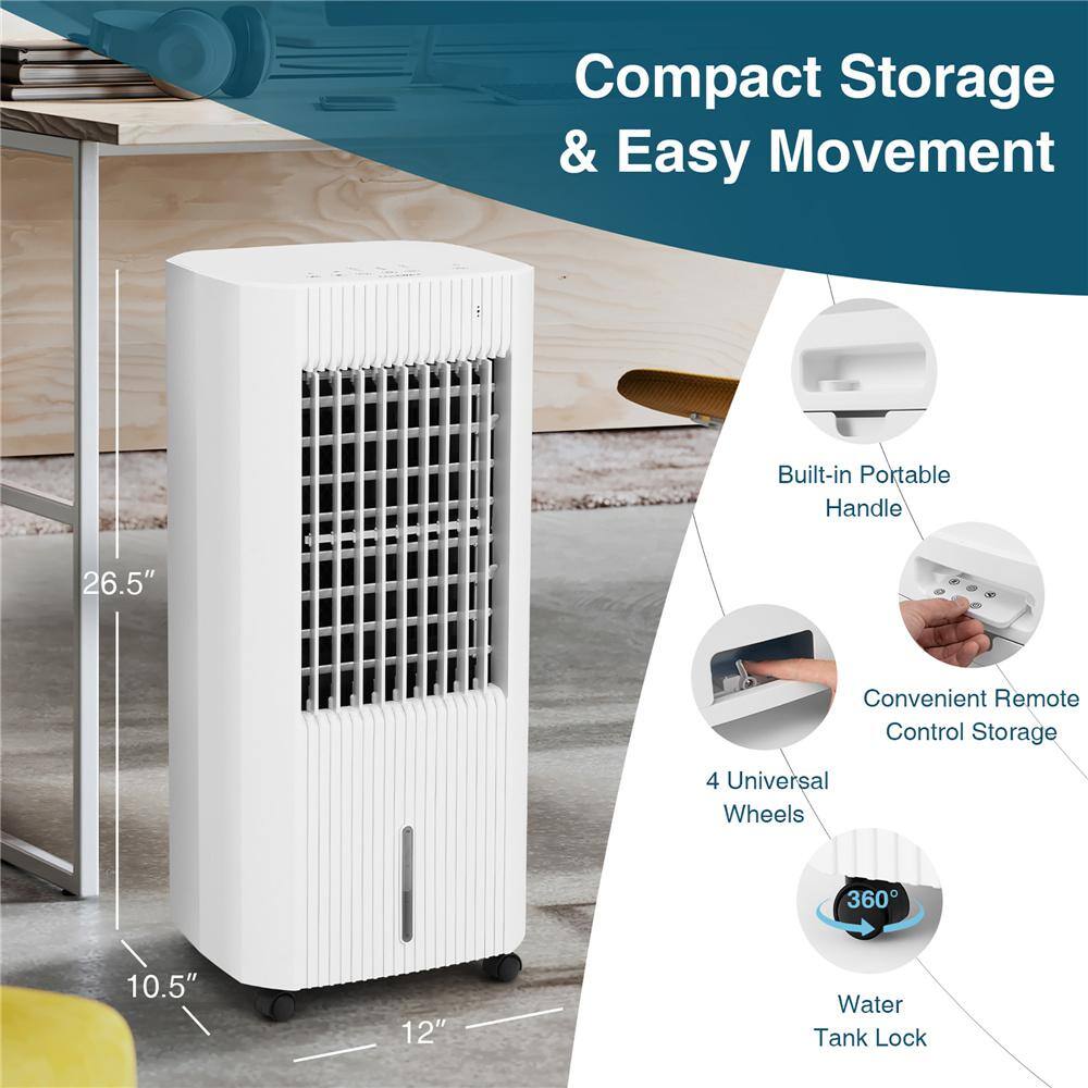 Costway 863 CFM 3-Speed 3-In-1 Portable Evaporative Cooler for 450 sq.ft. ES10125US-WH