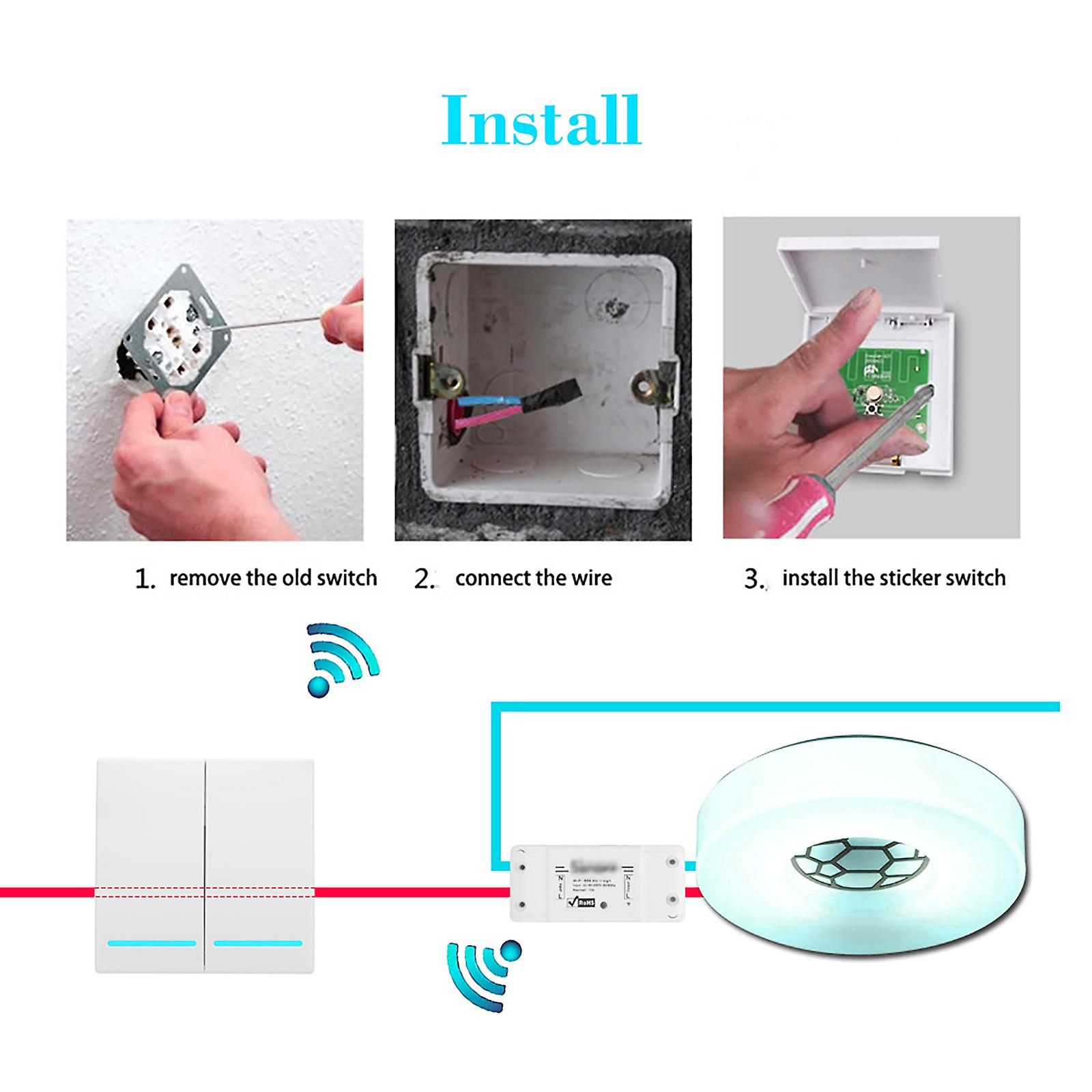 White 2ch Ewelink Push Button Wall Light Switch Remote Controller 2 Gang 86 Type On/off Switch Panel 433mhz Wireless Rf Remote Control Transmitter Wit