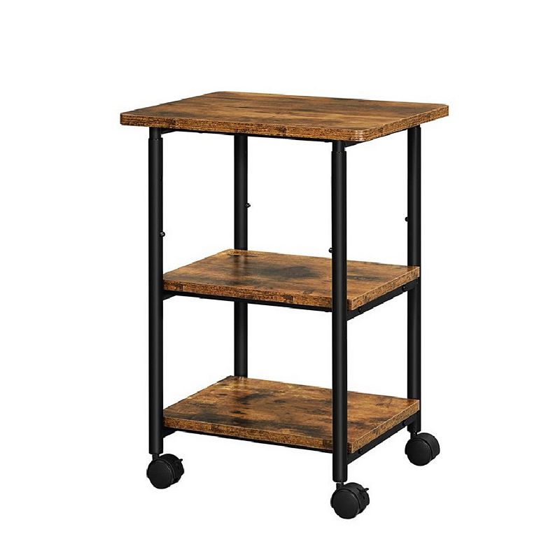 Industrial Printer Stand， 3-Tier Machine Cart with Wheels and Adjustable Table Top