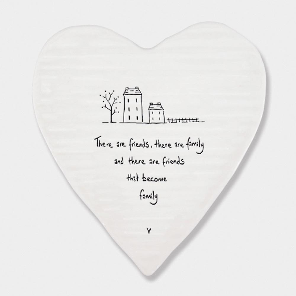 East of India Porcelain Heart Coaster 'There are friends， there are family' Gift