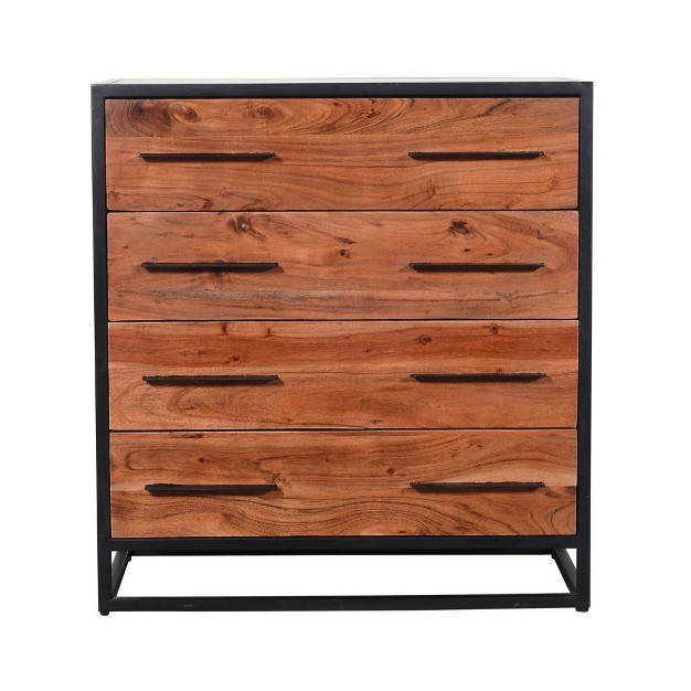 Handmade Dresser With Live Edge Design 4 Drawers Brown black The Urban Port