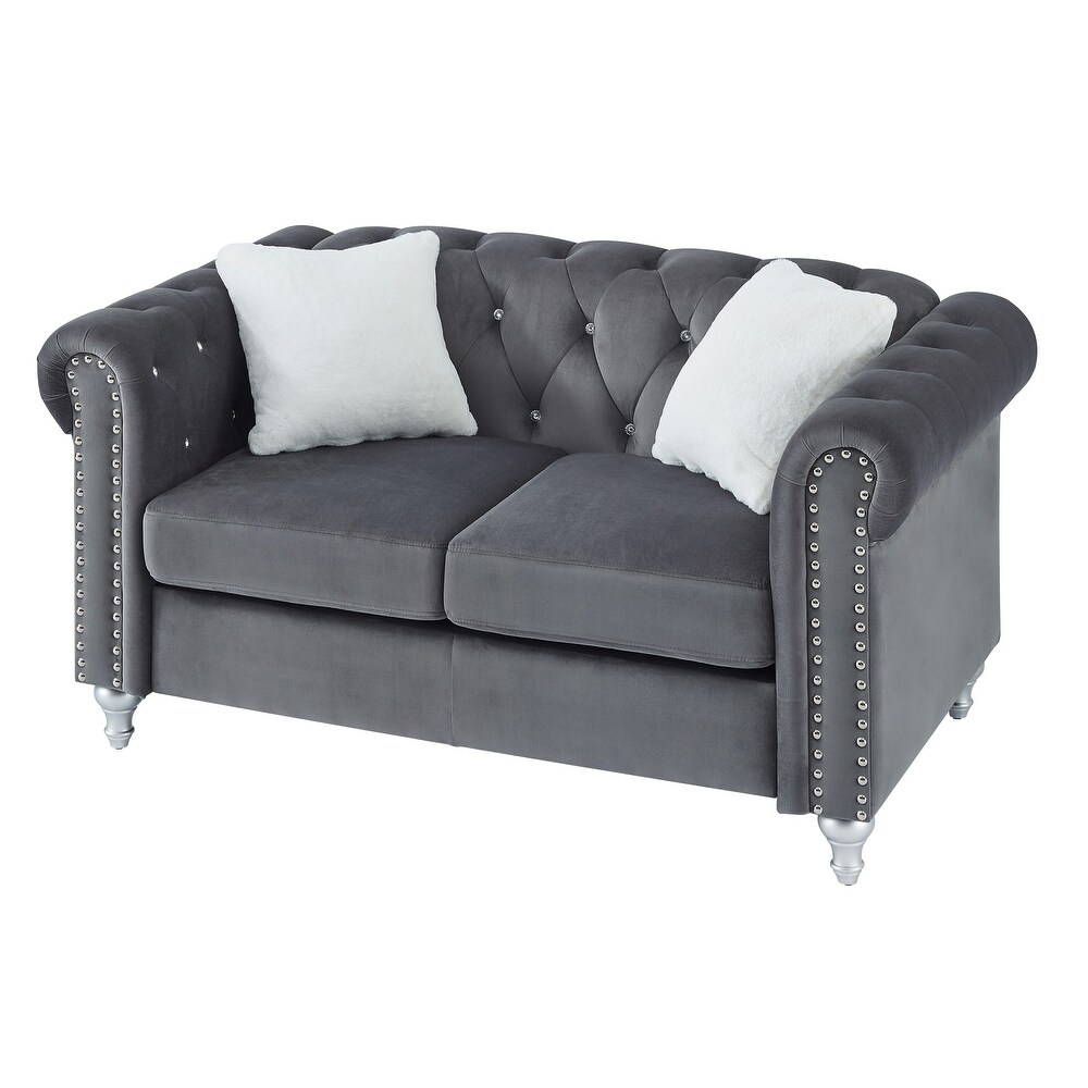 Raisa Microsuede Velvet Tufted Loveseat