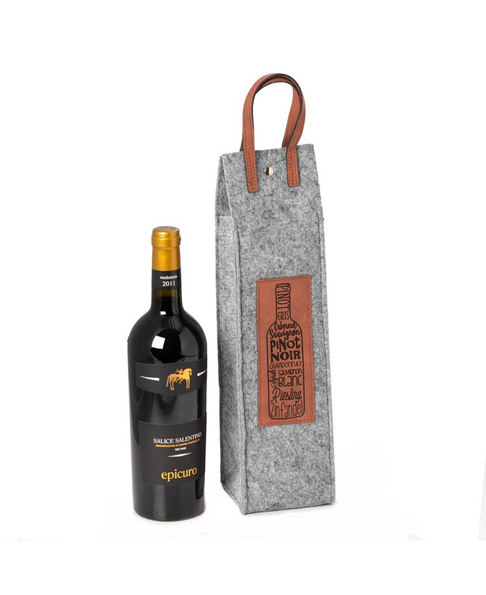 Bey-Berk Wines of The World Felt Wine Tote with Accents