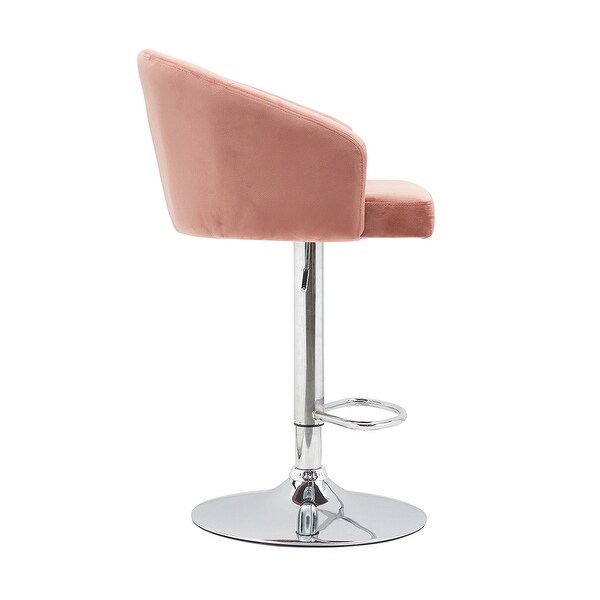 Velvet Upholstered Button Bar Stool with Backrest and Footrest