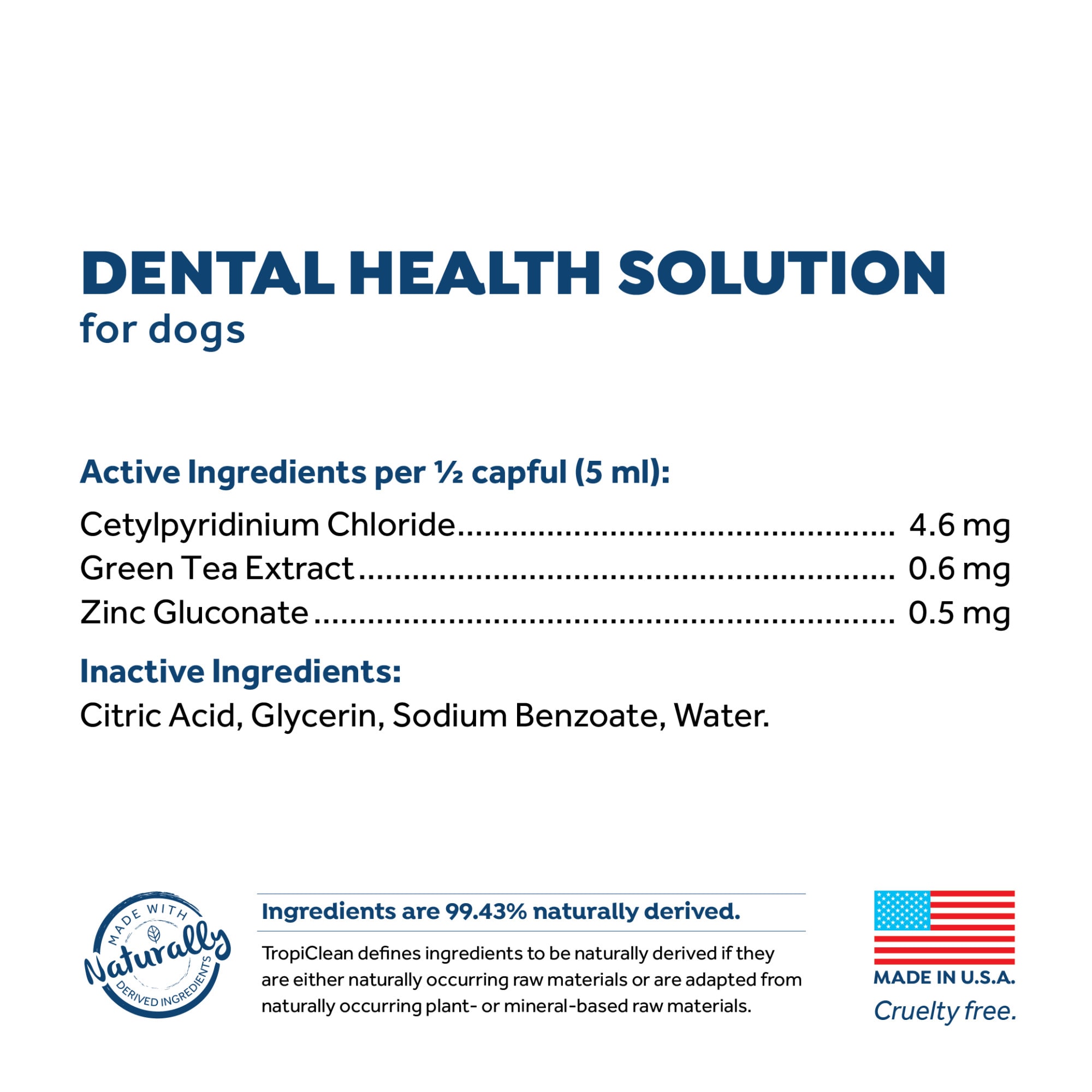 TropiClean Fresh Breath Dog Dental Health Solution， 33.8 fl. oz.