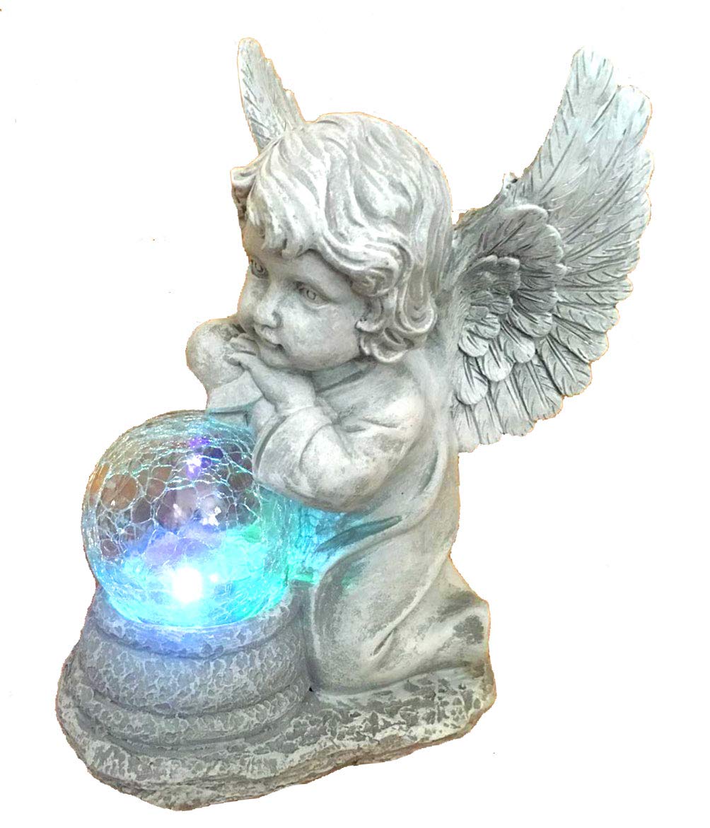 Bo-Toys Solar Powered Angel with Solar Glowing Globe LED Garden Light Decor Color Change