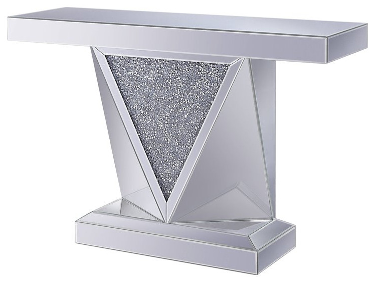 Benjara 13.98 quotGlass Console Table with Faux Crystals Inlay in Clear   Contemporary   Console Tables   by Homesquare  Houzz