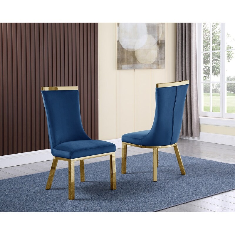 Best Quality Furniture Gold Colored Stainless Steel Dining Chairs (Set of 2)