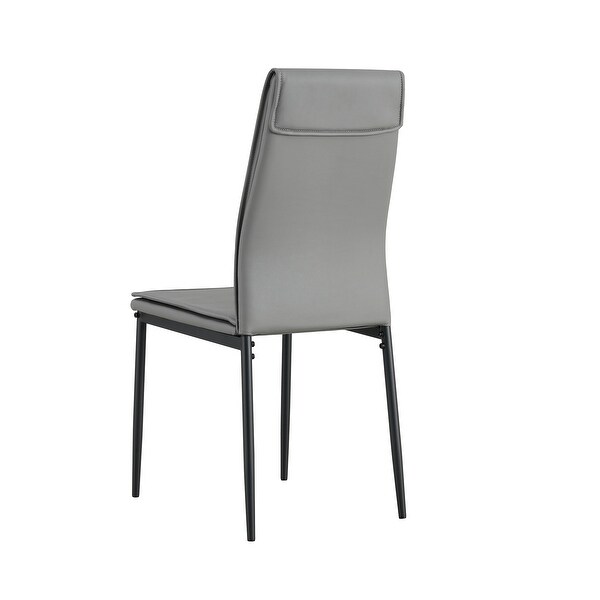 4 Pieces Leather Upholstered Dining Chairs with Metal Legs