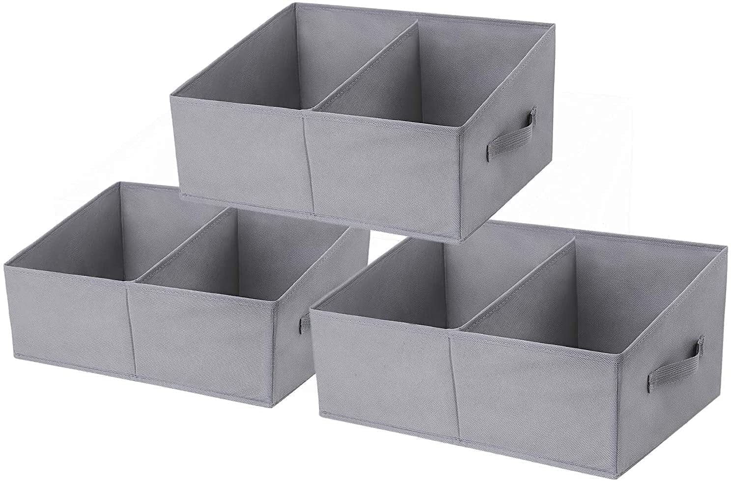 DIMJ Closet Organizer Storage Bins, 3 Pcs Fabric Cube Baskets Collapsible Trapezoid Organizer Box for Bedroom Bathroom, Clothes, Baby Toiletry, Toys, Towel, DVD, Book, Home Organization, Light Gray