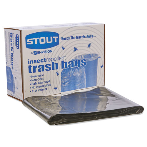 Stout Insect-Repellent Trash Bags | 55 gal， 2 mil， 37