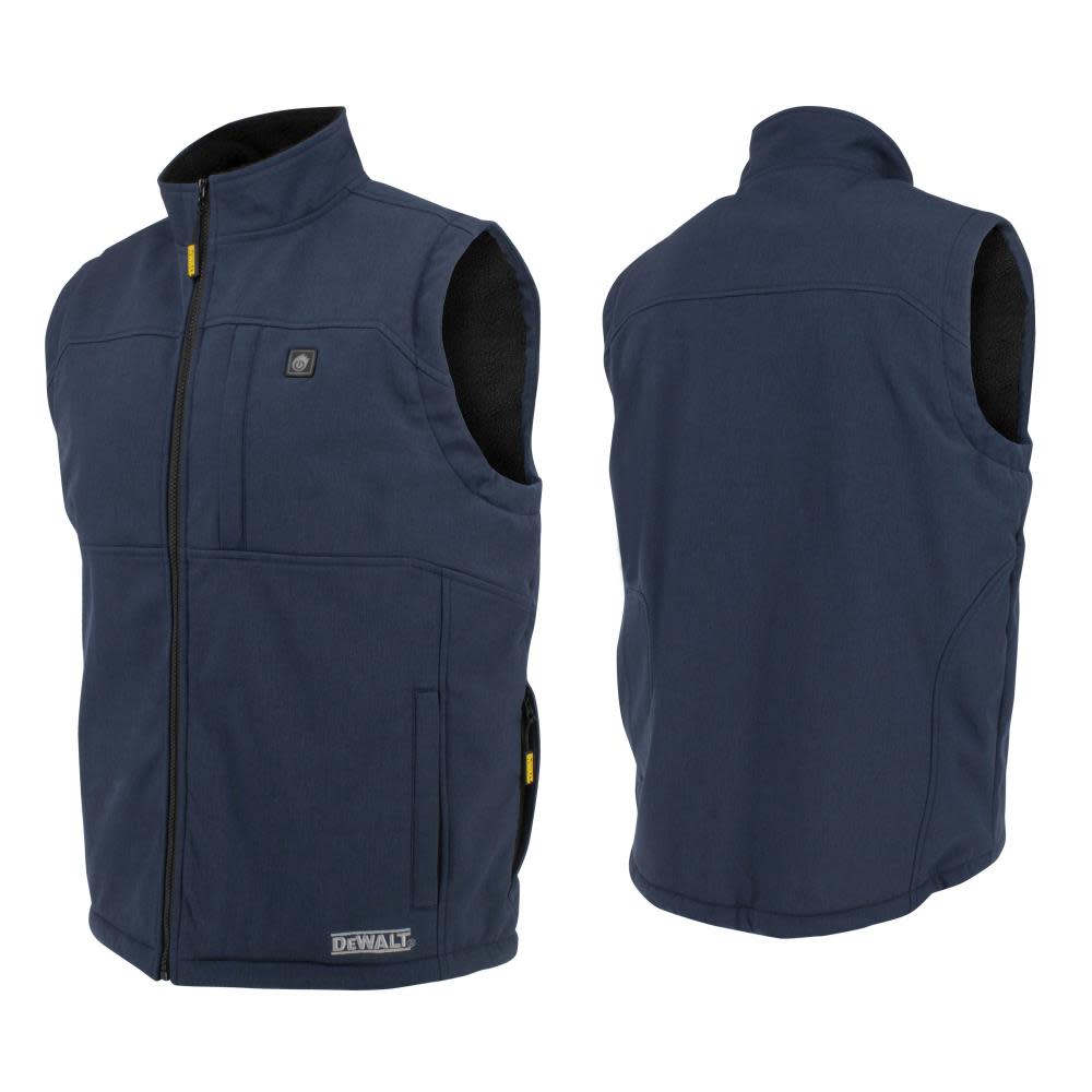 DEWALT Mens Heated Soft Shell Vest with Sherpa Lining Navy XL