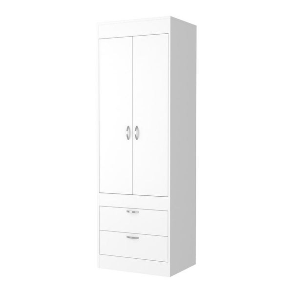 Wardrobe Cabinet with 2 Door， 2 Drawer and 1 Shelf - - 37938185