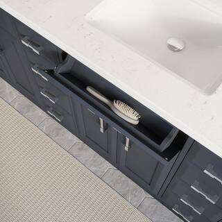 Studio Bathe Calais 75 in. W x 22 in. D Vanity in Pepper Gray with Solid Surface Vanity Top CALAIS 75 PG-SSC