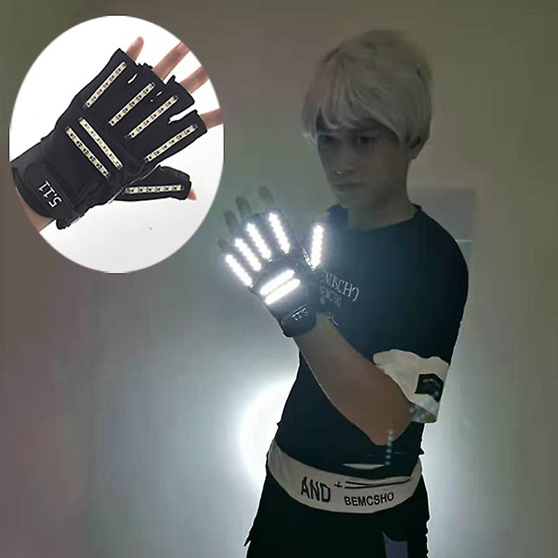 1pair Led Gloves Stage Show Props Led Light Up Gloves Glow Party Supplies