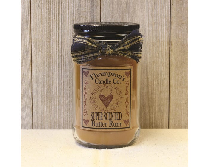 Thompsons Candle Co. Super Scented Butter Rum Small Mason Jar Candle， 12 oz. - BRSM