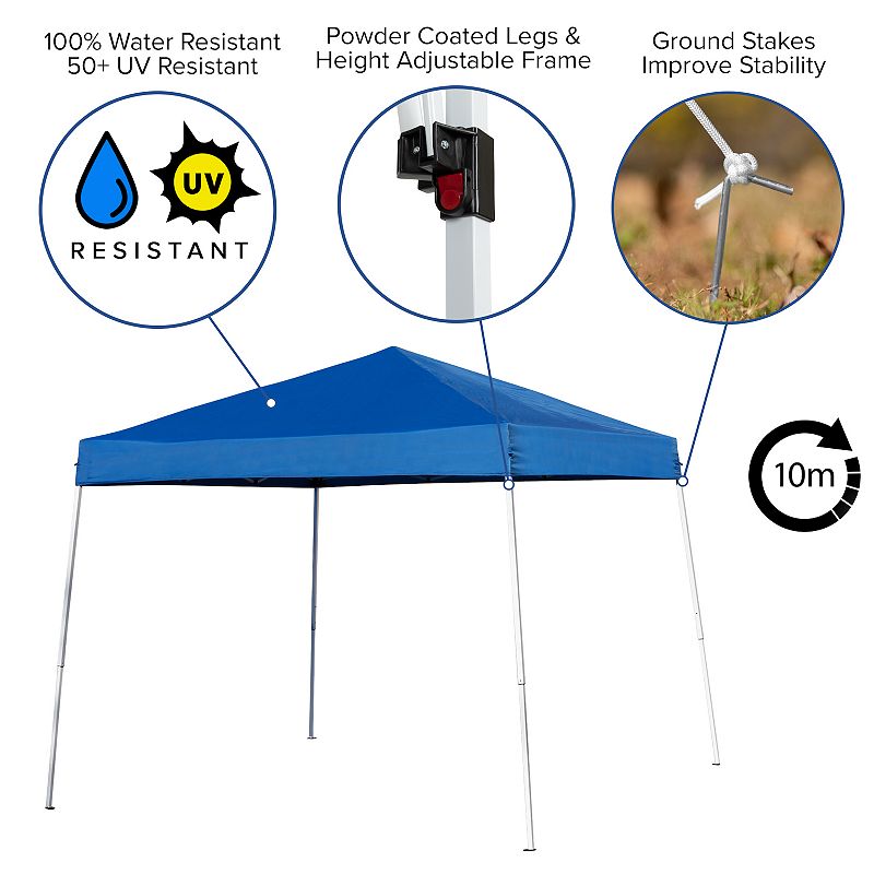 Flash Furniture Otis 8' x 8' Pop-Up Canopy Tent， 6' Folding Table， and 4 Folding Chairs Set