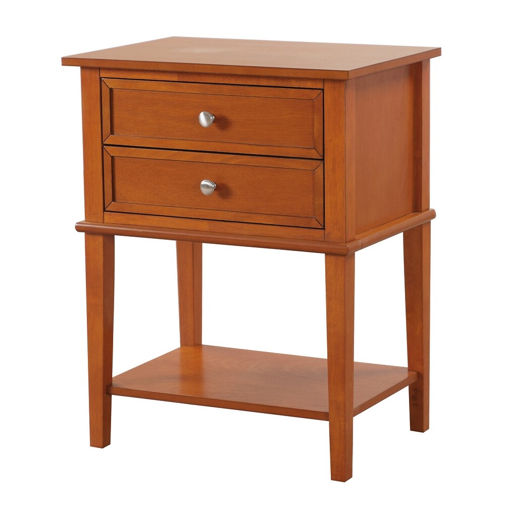 Wood Dove Tail Felt Lined Top Drawer End Table w/ Open Storage Shelf