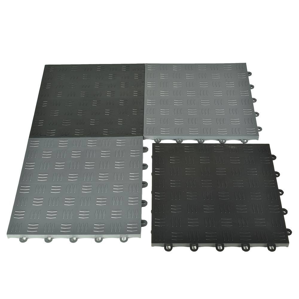 Greatmats Diamond Top 12-18 in. W x 12-18 in. L Black Polypropylene Garage Flooring Tile (Case of 25) GFTB-DIAM-25BLK