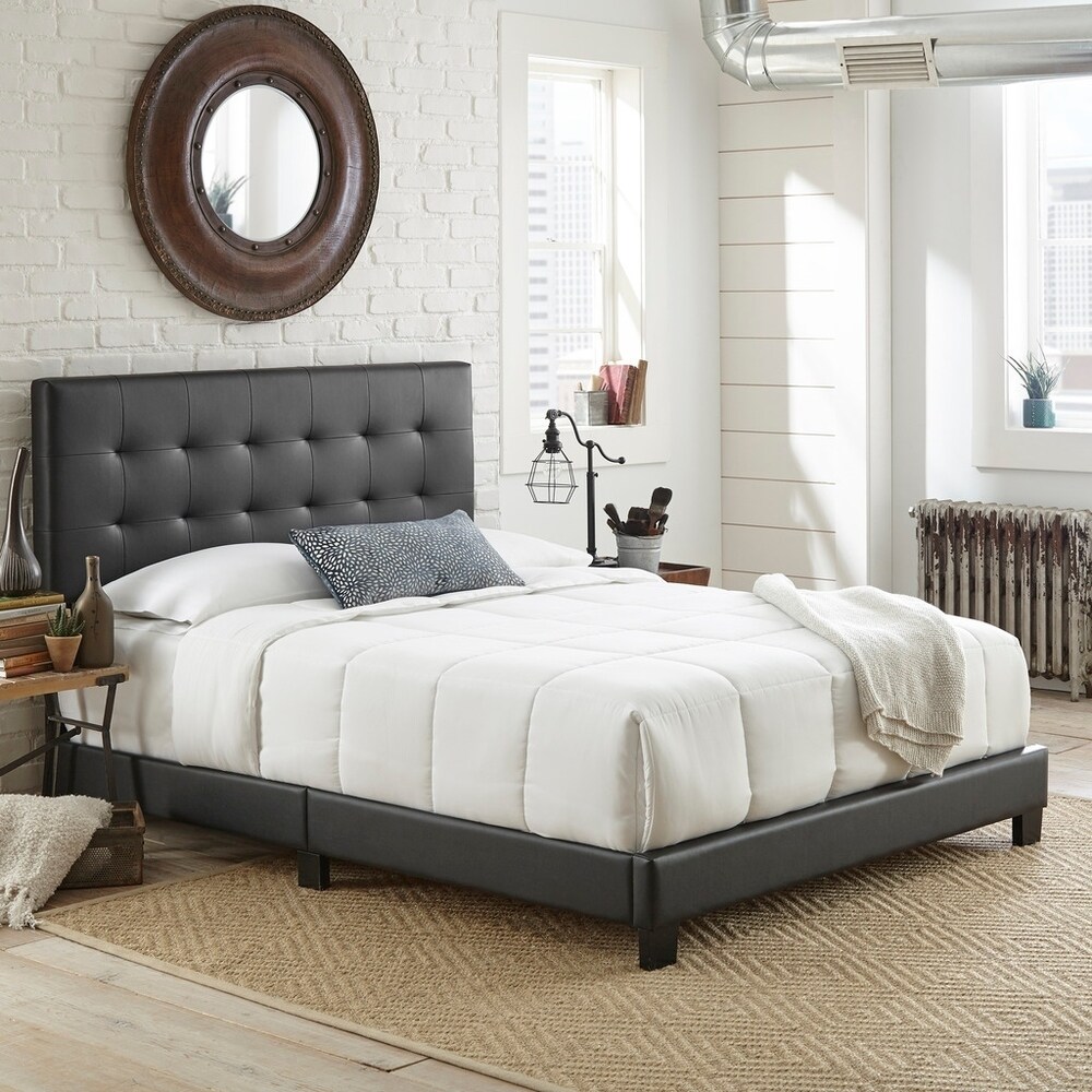 Boyd Sleep Roma Tufted Upholstered Leather Platform Bed 3 Colors