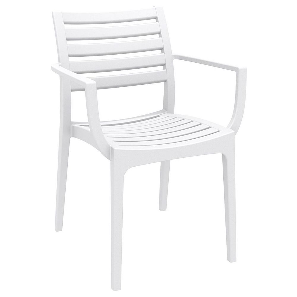 33 White Stackable Outdoor Patio Dining Arm Chair