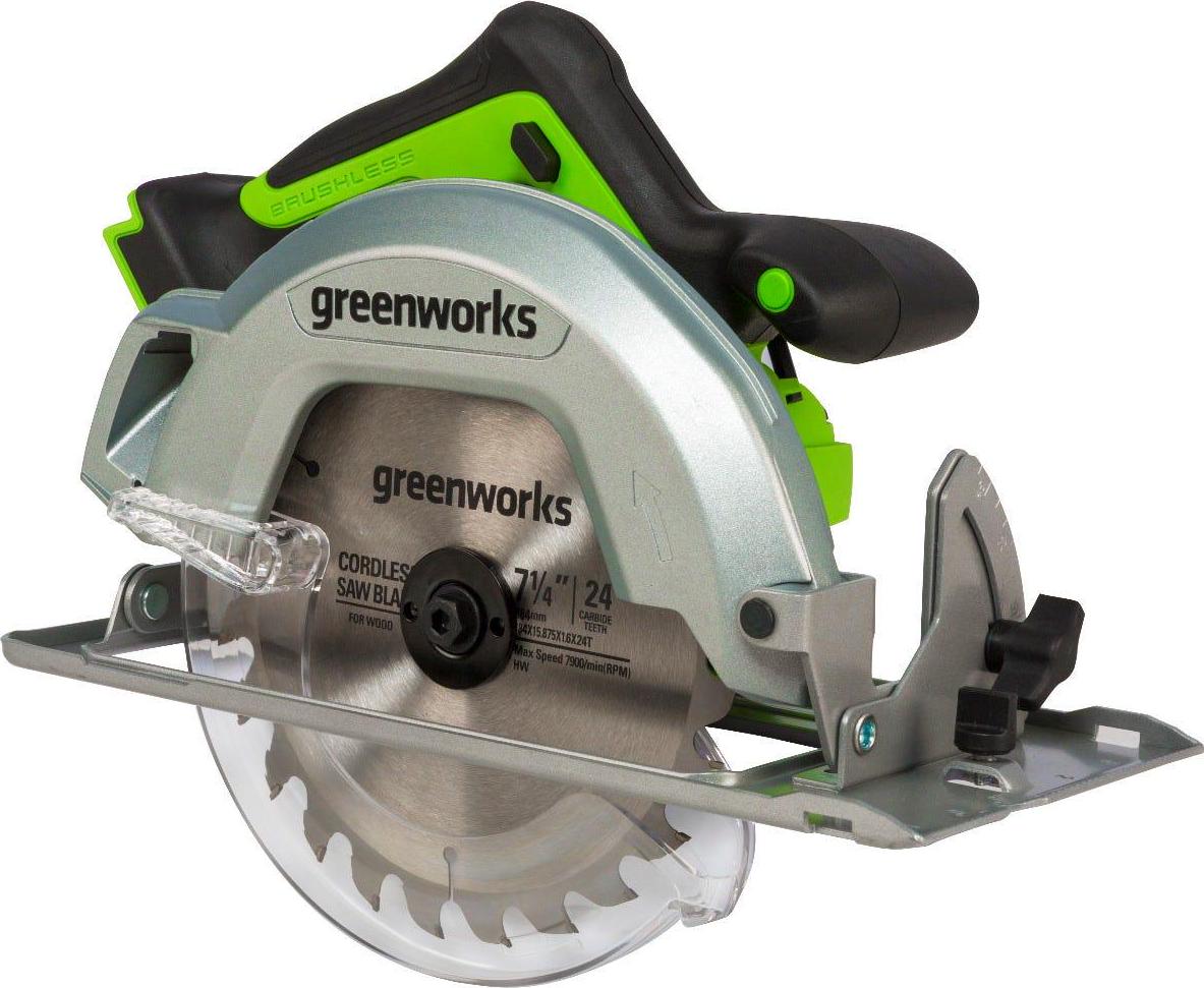 Greenworks 24V 7-1/4-inch Brushless Circular Saw， Battery Not Included， 1501202AZ