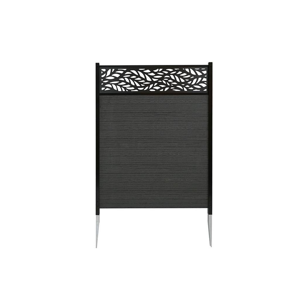 Enclo Privacy Screens 4 ft. H x 3 ft. W Nappa Lasercut Wood Tek Vinyl Charcoal Color Flat Top Privacy Screen Kit (2 Panels) EC18021