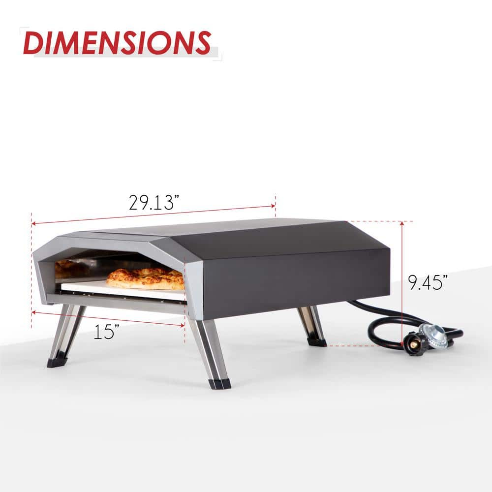 PHI VILLA Propane Tank Outdoor Pizza Oven in Black With All Needed Tools THD-E02GR011