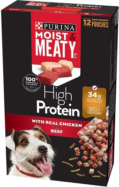 Moist and Meaty High Protein With Real Chicken and Beef Dry Dog Food， 72-oz box