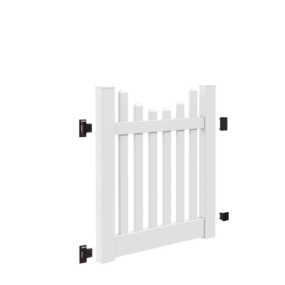 Barrette Outdoor Living Kettle Scallop 4 ft. W x 4 ft. H White Vinyl Un-Assembled Fence Gate 73014759