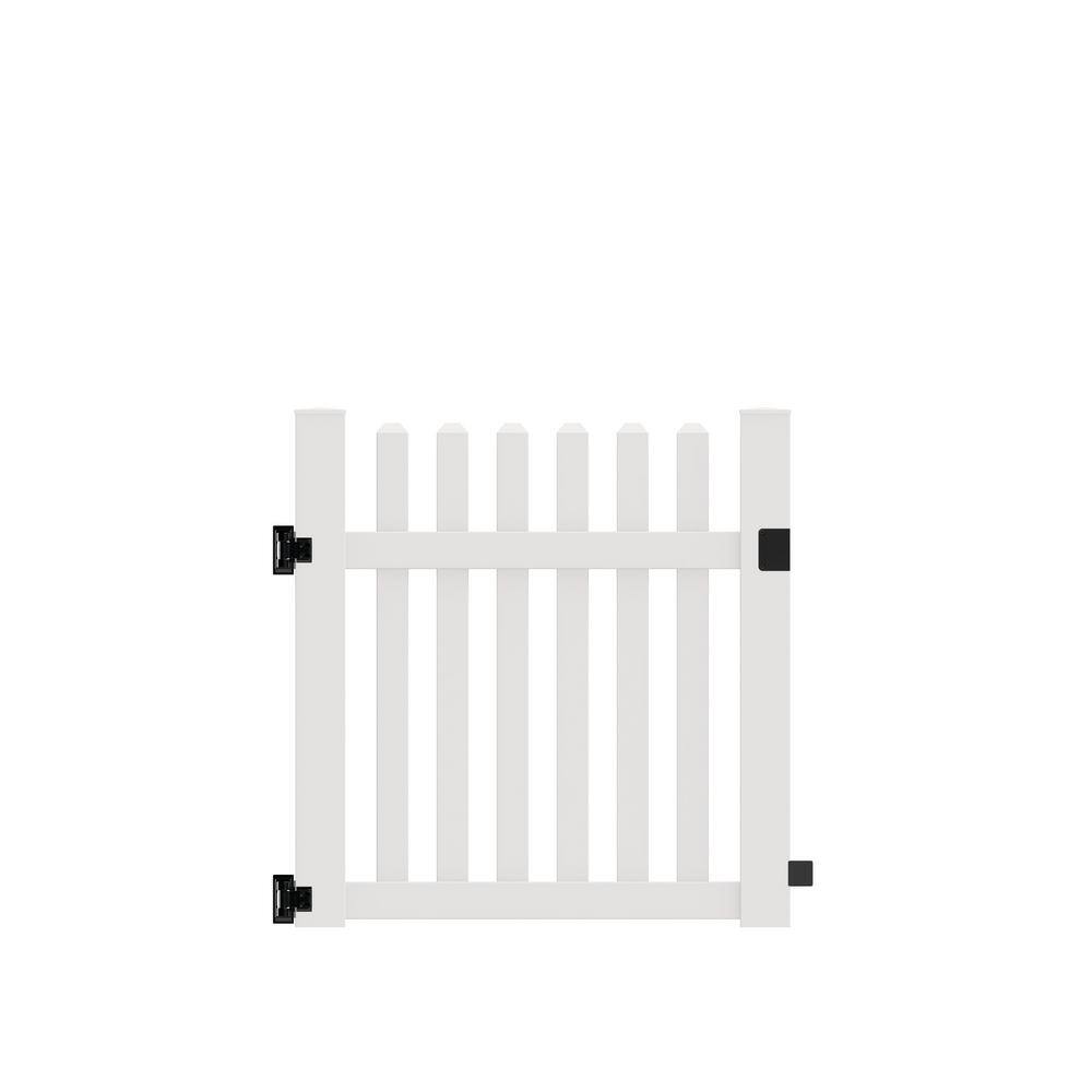 Barrette Outdoor Living Seneca Straight 4 ft. W x 4 ft. H White Vinyl Un-Assembled Fence Gate 73025377