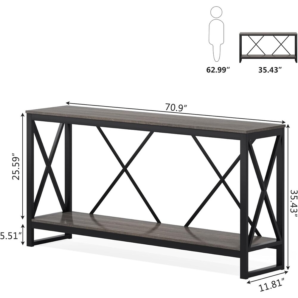 70.9 Inch Console Table  Industrial Sofa Table Narrow Long Entry Table   70.9\